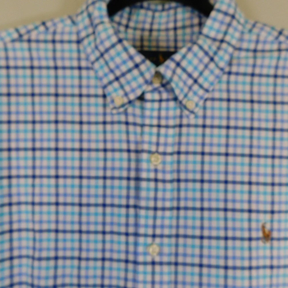 Polo‎ Ralph Lauren Mens XL Classic Fit Blue Plaid Long Sleeve Button Down Shirt